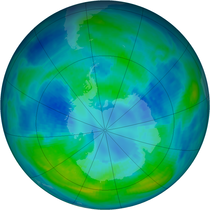 Antarctic ozone map for 07 April 1988